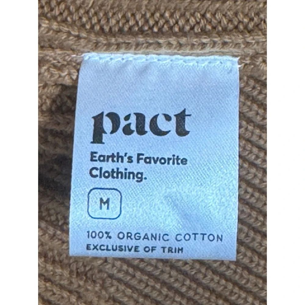 Pact Organic Cotton Quarter Zip Ribbed Sweater Mens XL Camel Brown New